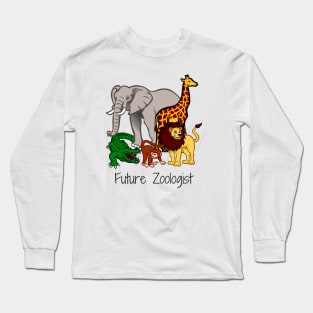 Zoologist Shirt Gift for Kids and Students Zoology Zoo Wild Animal Lion Design Long Sleeve T-Shirt